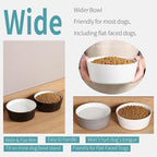 Black Elevated/Raised Dog Bowl Ceramic with Wood Stand for Medium Large Breed,Dog Food Water Dish Heavy Wighted,8 in Non Slip Modern Cute Porcelain Pet Bowl Extra Large Wide