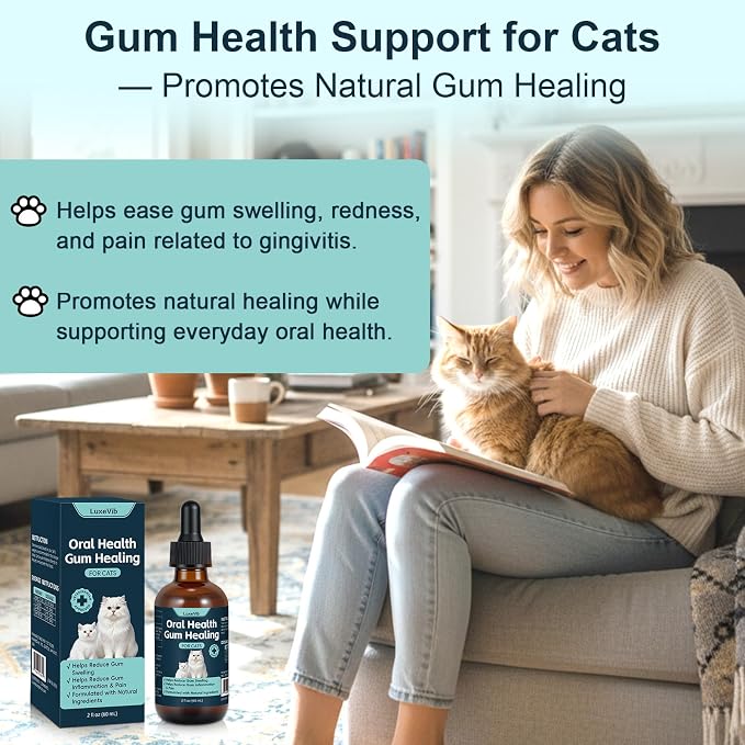 Oral Health for Cats, Cat Gingivitis Treatment, Reduce Gum Inflammation, Redness & Pain, Combats Gum Disease, Natural Plant-Based Active Formula, Cat Oral Care, Gums Health Treatment, 60ml