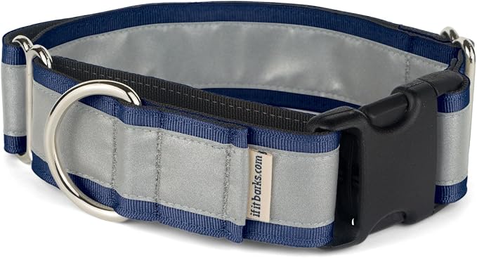 If It Barks - 1.5" Reflective Martingale Collar with Quick Snap Buckle for Dogs - Adjustable - Made in USA - Strong, Durable, and Comfy - Ideal for Training - Fits Most Breeds - Small, Navy