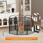 SNUOWU 8 Panels Full Matel Freestanding Dog Gates with Door, 192"Extra Wide 36"Tall Free Standing Dog Pet Gate for Indoor & Outdoor. Foldable Pet Fences for Doorways, House, Stairs, Porch, Deck, Yard
