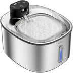 Stainless Steel Cat Water Fountain, 152fl.oz / 4.5L Cordless Cat Fountain | with 5 Filters Set; Wireless Pet Fountain; 5000mAh Battery; Indoor; Triple Water Modes; 25 dB Ultra-Quiet