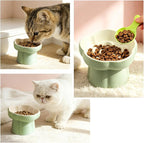 Ceramic Slow Feeder Cat Bowl with 2 Cat Food Scoop, Choke-Proof & Anti-Tip for Cats & Small Dogs, for Dry Wet Food Easy to Clean