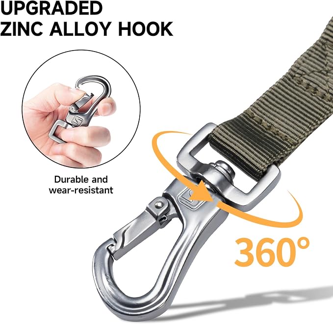 EXCELLENT ELITE SPANKER Tactical Military Bungee Nylon Dog Leash Adjustable | Adjustable No Pull Leads Rope Quick Release with 2 Control Handle heavy duty durable for training huntingfor medium large dog