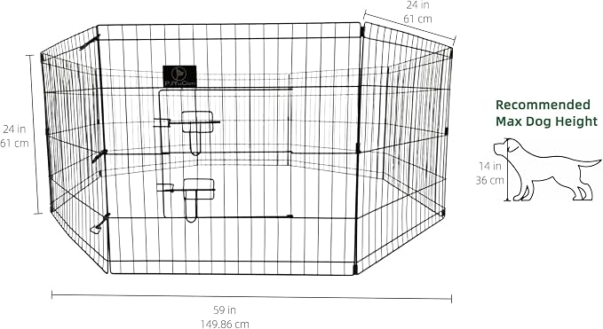PJYuCien Puppy Playpen with Top Cover & Bottom Pad, 8 Panels 24" H, Black | 24"W, Small Pet Safe Sanctuary, Foldable Octagonal Pen, Versatile, Indoor & Outdoor, Backyard Pasture, Protects Floors