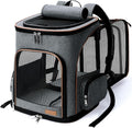 Lekereise Pet Carrier Backpack Expandable Cat Backpack Carrier for Small Dogs Large Cats Puppies, Dog Backpack Carrier for Hiking Travel Outdoor Hold Pets Up to 20 25 Lbs, Grey
