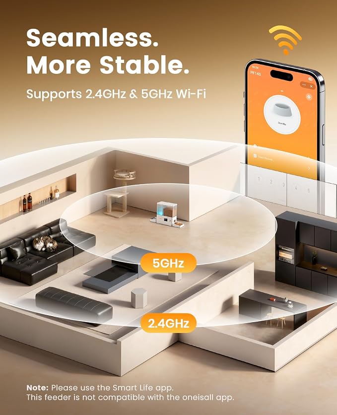 oneisall Automatic Cat Feeder and Water Dispenser with 5G WiFi, 36Cups/8.5L | App Control, 2-in-1 Auto Cat Feeder, Gravity Water Dispenser, Large Capacity, Timed Cat Feeder for Dry Food, for Cats, Pets
