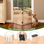 Freestanding Wooden Dog Gate Indoor- 23" H 2 Panels 2PCS | No-Painted Folding Pet Gate, Foldable Puppy Fence for Stairs, Doorways, Hallways