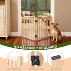 Wooden Freestanding Dog Gates Indoor- 23" Height 2 Panels | Foldable Wood Pet Gate, No-Painted Puppy Gate for Doorways, Stairs, Hallways