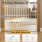 39" Extra Tall Baby&Dog Gate,32-54" Wide Hardware Mount Gate,White | Auto-Close design,Two-Way Swing, No Bottom Bar,Must Drill to Install