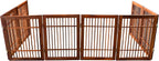 Urnporium Freestanding Wooden Dog Gate Foldable Indoor Pet Gate No Drill Expandable Barrier for Doorways Stairs Hallways Portable Wood Fence for Small Dogs & Puppies (Brown Pet Gate, 8 Panel 24" Tall)