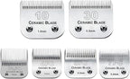 6Pack 10Blades Dog Grooming Blades Compatible with Andis Clipper | Dog Clipper Blades for Oster A5/Wahl KM Series ,Ceramic Blade & Stainless Steel Blade Size:#10+30+5FC+7FC+3FC+4F)