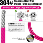 jenico Dog Tie Out Cable, 10/15/20/30/40/50/70/100/150FT Runner Cable with Swivel Hook and Shock Spring, Dog Leash Run Tether for Yard Outdoor and Camping,for Small to Medium Pets Up to 500 LBS