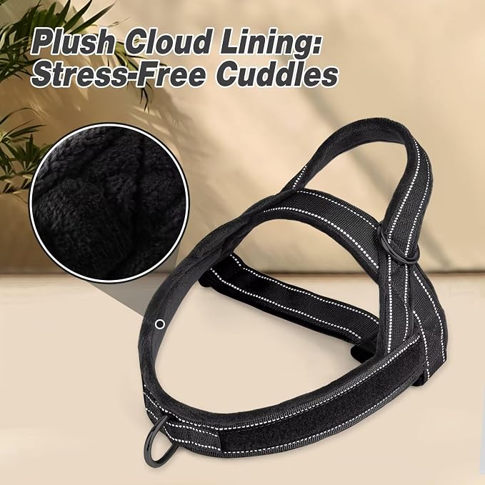 Forestpaw No Pull Dog Harness with Large Handle,Comfortable,L,Black | Adjustable Fits Chest 26-31",50-80 lbs,Slip On,Quick Release,Easy Control,Soft Padded,for Medium Large Dogs Walking Training
