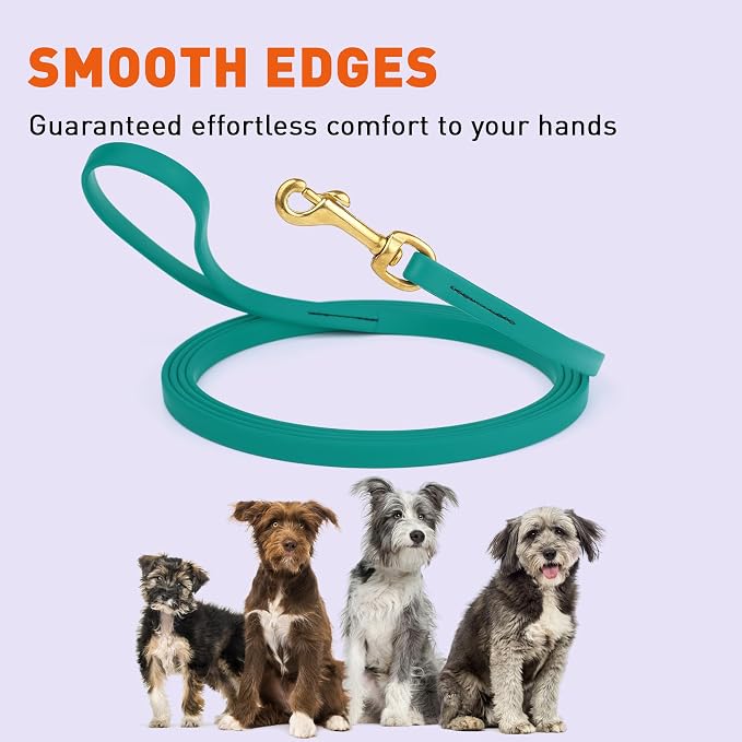 Viper Biothane K9 Working Dog Leash Waterproof Lead for Tracking Training Schutzhund Odor-Proof Long Line with Solid Brass Snap for Puppy Medium and Large Dogs, 10ft Blue Aqua