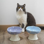 Purple Mushroom Cat Bowl, Elevated Ceramic Bowl for Cats | Elevated, Ceramic, Whisker Friendly, Wide Opening, Dishwasher Safe,durable