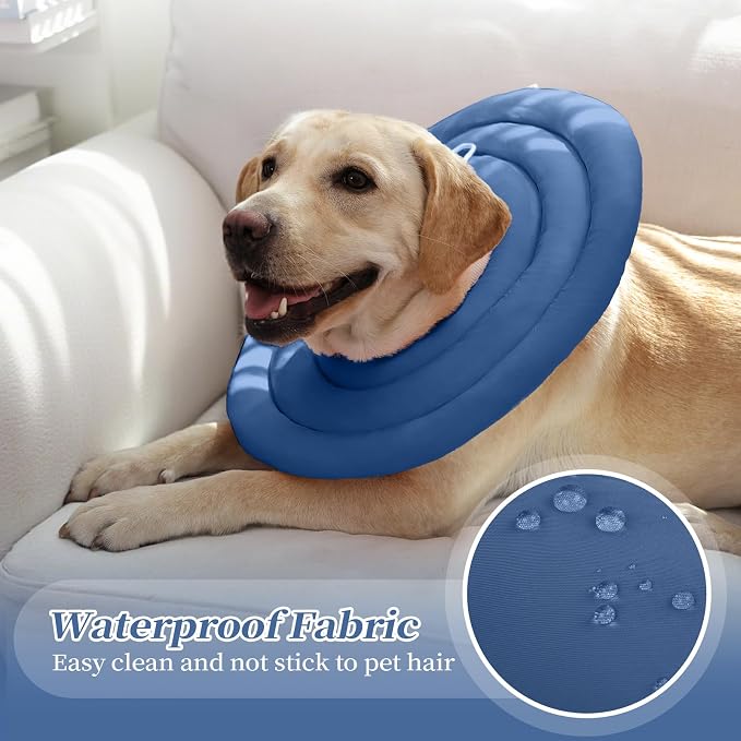IDOMIK Dog Recovery Collar, Waterproof Soft Dog Cone After Surgery | Comfy Protective Elizabethan Collar Alternative for Dogs Cats, Adjustable Pet Neck Donut Cone Anti-Licking Wounds,Navy,2XL