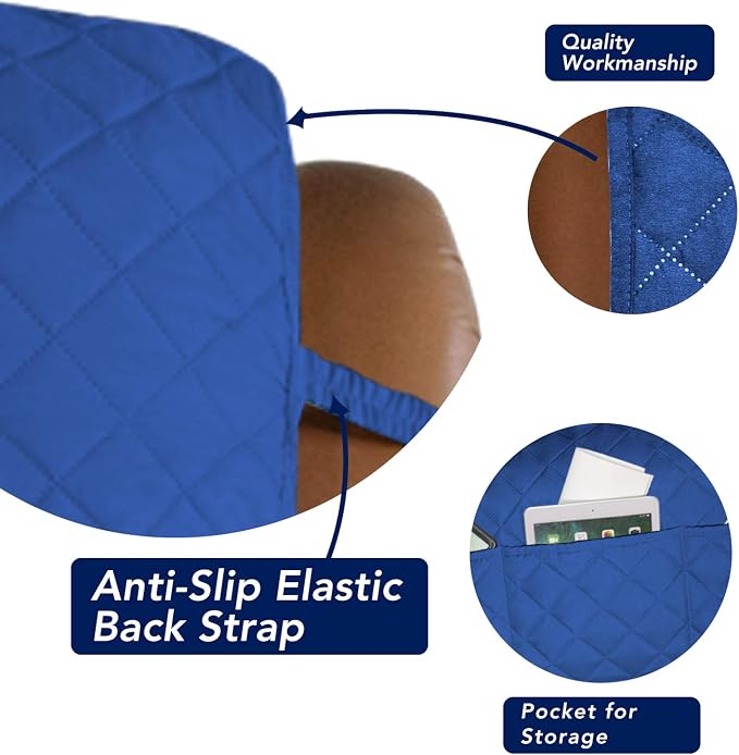 PureFit Reversible Quilted Oversized Recliner Sofa Cover, Water Resistant Furniture Protector, Washable Couch Cover with Elastic Straps for Kids, Pets (Large, Classic Blue/Ivory) | Classic Blue/Ivory, Water Resistant Couch Protector, Washable Pet Couch...