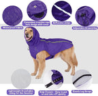 Purple Dog Raincoat with Reflective Strip Hoodie, Waterproof Poncho，M | Reflective Safety Trim, Waterproof & Breathable, Adjustable Hood, Leash-Friendly Access Hole, Easy On & Off Design