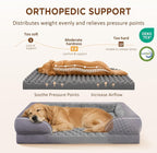 Comfort Expression Orthopedic Dog Bed for Extra Large Dogs with Bolster | Waterproof Dog Couch Bed with Washable Cover & Non-Slip Bottom, Supportive Egg Crate Foam Big Dog Bed, 53x42Inch