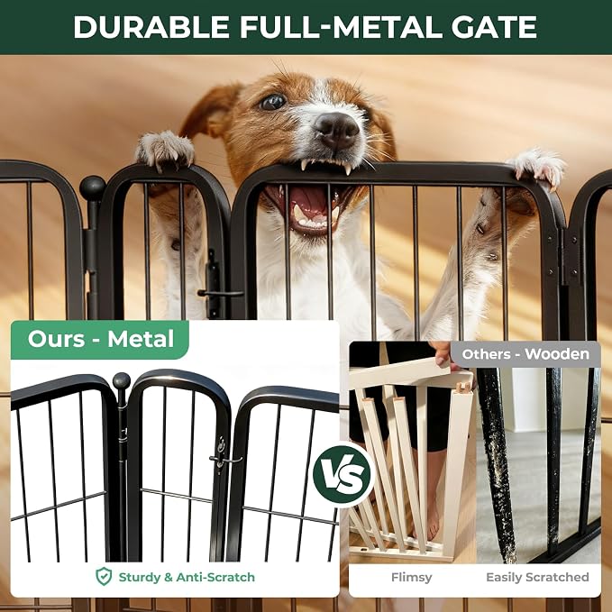FXW Dog Gate, Extra Wide Adjustable for Openings Up to 46", 24" H | Flexible Space Control, Easy Walk-Through Access, 1 Panel + 1 Gate, For Puppies & Small Dogs, Garage Use