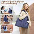 Dog Purse Carrier for Small Dogs, Cats, and Puppies – Soft-Sided Travel Pet Tote Bag with 4 Large Pockets, Foldable, Lightweight, Fits Pets up to 15 lbs, for Travel, Outings (Dark Blue)