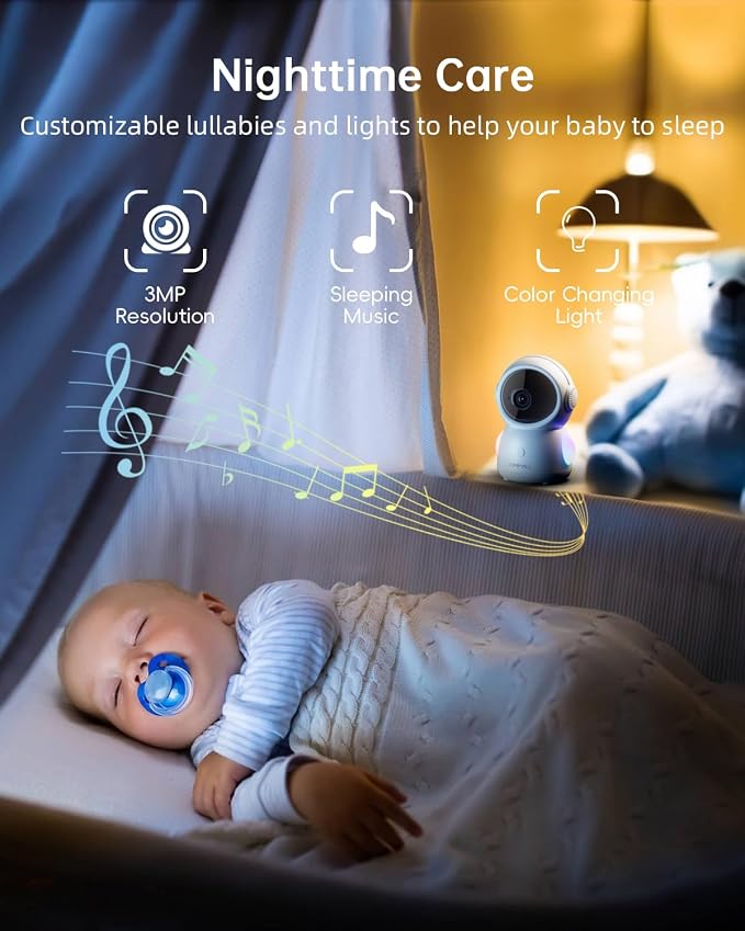 ZUMIMALL Security Camera Indoor, Baby Monitor with Camera and Audio | Pet/Dog/Cat Cameras, 5G/2.4G WiFi, 2K Wired, One-Click Call, Cry/PIR/AI Detection, Auto Tracking, Privacy, No Subscriptions