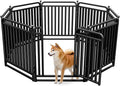 Puppy Playpen Dog Playpens Fence Outdoor Thickened Metal Tube, Low Threshold Dog Play Pen Indoors, 32" Height 8 Panels for Small/Medium/Large Dogs (Black)