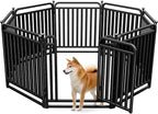 Puppy Playpen Dog Playpens Fence Outdoor Thickened Metal Tube, Low Threshold Dog Play Pen Indoors, 32" Height 8 Panels for Small/Medium/Large Dogs (Black)