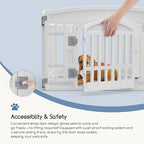 DUMOS Dog Playpen 6 Panels 24" Plastic Exercise Indoor Pen with Door Small Puppy, Medium Dogs Animal Pet Fence for Outdoor, Garden, Yard, RV Camping, White