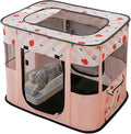 Portable Pet Playpen, Cat Playpen for Indoor Cats Enclosed，Kitten Playpen Indoor with Resistant Breathable Shade Cover,Indoor Outdoor Use for Small Medium Pet (M, Pink)