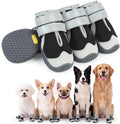 Allroaring 4PCS Anti-Slip Dog Boots,Dog Shoes for Hot Pavement Black-5 | Non-Slip Rubber Sole, Durable Reflective Straps, Paw Protector for Snow & Hot Pavement, for Medium Large Dogs – Pink/Black