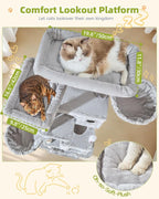 Taoqimiao 76in Cat Tree, Tall Sturdy Cat Tower for Large Indoor Cats MS046W | Easy assembly, Sturdy, Multi Level, Easy Clean, Cozy Condo, Perches, Baskets, Suitable for Kittens and Adult Cats