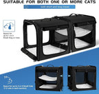 Extra Large Cat Carrier for 2 Cats with Travel Litter Box, 2-in-1 Foldable Soft Pet Car Travel Carrier with Zipper Locks for Multiple Cats Small Dogs Up to 45 Lbs, Black