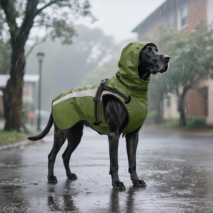 Dog Raincoat Waterproof Raincoats for Dog Reflective Dogs Rain Jackets with Hood Hoodie Pet Rain Poncho Coat for Small Medium Large Dogs Puppies S-XXL (Green, XL)