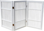 Urnporium Pet Dog Gate Freestanding, Strong Durable Folding Wooden Fence, Portable Acacia Hardwood Safety Barrier for Indoor & Outdoor Use (White Pet Gate, 3 Panel 30" Tall)