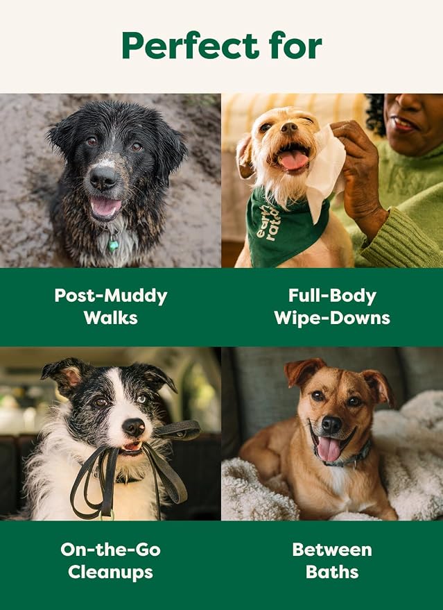 Earth Rated Dog Wipes for Paws & Butt, Deodorizing, Unscented, 400ct | Hypoallergenic, 3-in-1 Cleaning and Hydrating, for Grooming Paws, Body and Butt