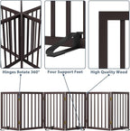 Dog Gates for the House Doorways Extra Wide 110 Inches Wood Freestanding Pet Gates for Dogs Indoor Fence with Support Stands