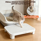 Cat Step Ramp Adjustable Litter Box Step with Filter Function, White | Elevated Double Layer Litter Box Ramp for Kitten & Old Cats, Easy Cleaning Litter Box Step Stool for Automatic Cat Litter Box