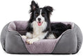 MIXJOY Dog Beds for Medium Dogs Washable, Calming Pet Bed Medium Size Dog, Soft Rectangle Pet Beds Sofa Cuddler, Orthopedic Sleeping Rabbit-Velvet Cozy Puppy Bed with Anti-Slip Bottom (30x24in, Grey)