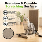 Best Pet Supplies Catify L-Shaped Cardboard Cat Scratcher - H: 26" | 16" x 11" x 26", Ball Toy Included, Durable Corrugated Cardboard, Space Saving Design, Furniture Protector, For Big Cats
