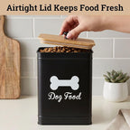 Metal Dog Food Container 5-7lb, 25 Cup w/ Airtight Bamboo Lid, Metal Handle | Pet Jar For Dogs up to 50lbs, Airtight Bamboo Lid, Sturdy Comfortable Metal Handle, Powder Coated Iron, Kibble Storage Bin