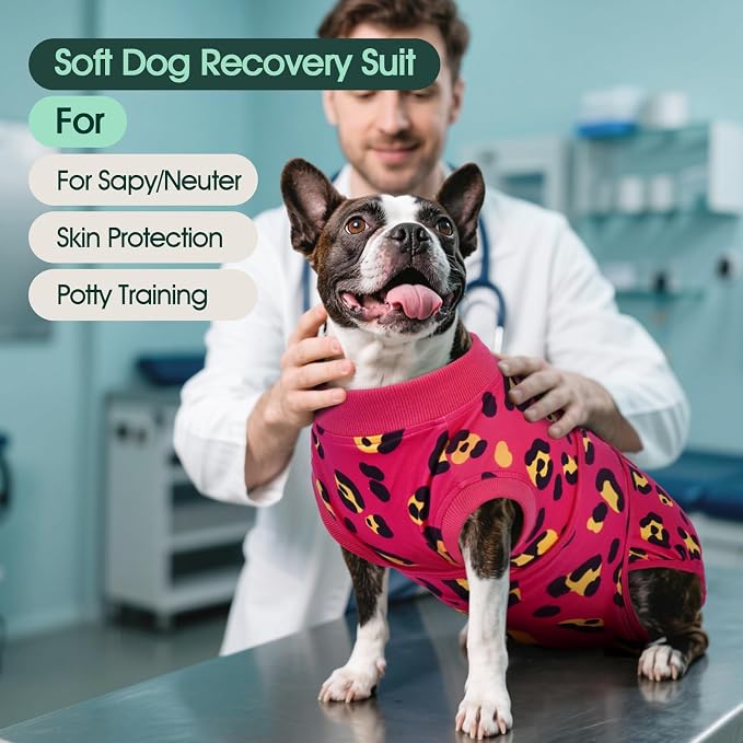 Kuoser Dog Recovery Suit After Surgery, Spay Neuter Surgical Suit for Dogs | Post Surgery Anti-Licking Dog Onesie Protects Wounds and Incisions, E-Collar & Cone Alternative Bodysuit for Female Male Dogs
