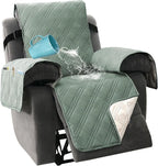 H.VERSAILTEX 100% Waterproof Recliner Cover 1-Piece Reversible Lazy Boy Recliner Chair Covers Furniture Protector with Elastic Straps for Pets Kids Sitting Width Up to 23" (Recliner, Lily Pad/Beige)