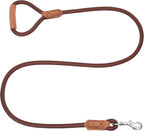 Mile High Life Dog Leash with Genuine Leather Handle, 6 FT/5 FT/4 FT | Leather Grip Rope Leash, Heavy Duty 360° Swivel Metal Clasp, for Small Medium & Large Dogs
