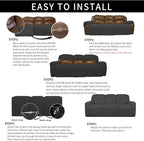 Easy-Going 100% Dual Waterproof Recliner Sofa Cover, 8-Pieces Stretch Relining Couch Cover with Pocket, Jacquard 3 Seat Sofa Slipcover Leakproof Washable (Sofa, Dark Gray)