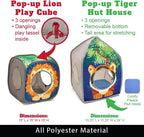 Kitty City Safari Jungle Cat Play Set, Collapsible Pop-Up Cat Toys Combo with Cube, Tunnel & Hideout, Interactive Indoor Kitty Playhouse for Exercise, Hiding & Lounging