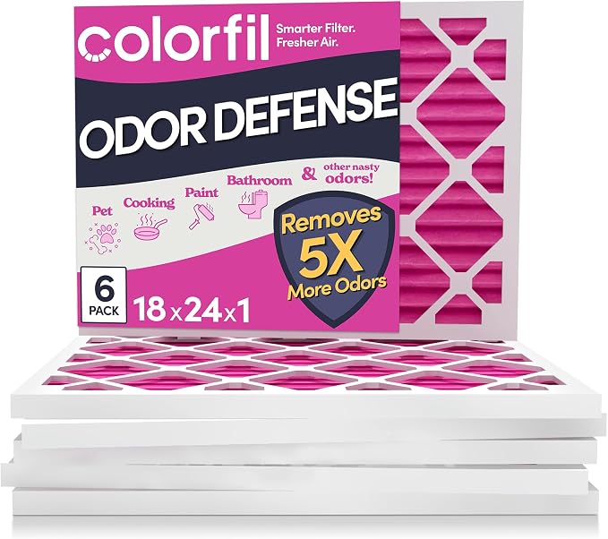 18x24x1 Air Filter (6-Pack) | Made in the USA | Color Changing | Remove Cat and Dog Odor | MERV 8 for Pet Hair Dander and Dust | 17.5"x23.5"x0.75" Exact Size
