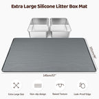 Silicone Cat Litter Mat for Litter Box 57”x40” Large Cat Mat, Dark Grey | Waterproof, Non-Slip, Leak-Proof Rug Mat with Lip, Easy to Clean, Extra Large Litter Catcher Mat for Floor