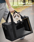 Pecute Cat Carrier Stable, Pet Carrier with Privacy Partition,Dark Gray | Safe For Car Travel, Stable Steel Frame, Soft-Sided Pet Carrier Bag For Dogs And Cats Up To 15lbs, Foldable Design,XL.