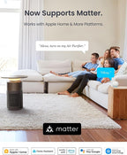 SwitchBot Air Purifier for Home Large Room, Matter, Up to 3620 ft², Air Purifier for Wildfire Smoke, Pets, Odors, 20dB, Washable Pre-filter, Pet Mode, RGB Light, Work with Alexa, HomeKit, Google Home